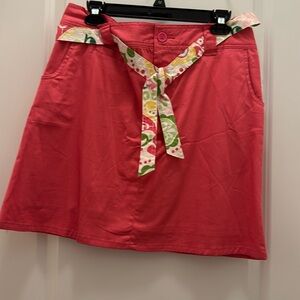 skort size 8 skirt and shorts combo pink floral pattern belt extra button NWT